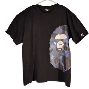 Bape A Bathing Ape tshirt mens XL LXarge black blue camo big head graphic tee